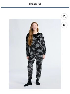Women's Black Elephant Print Pajama Set